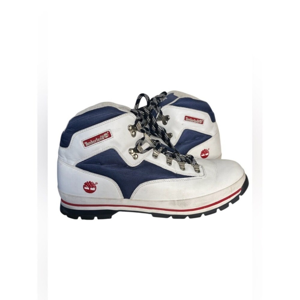 TIMBERLAND Euro Hiking Boots 90s Y2K 56019 White Navy Mens Size 13 VINTAGE
